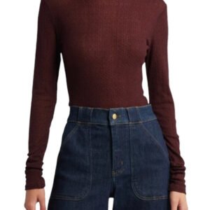 Mesh Lace Turtleneck - Deep Burgundy