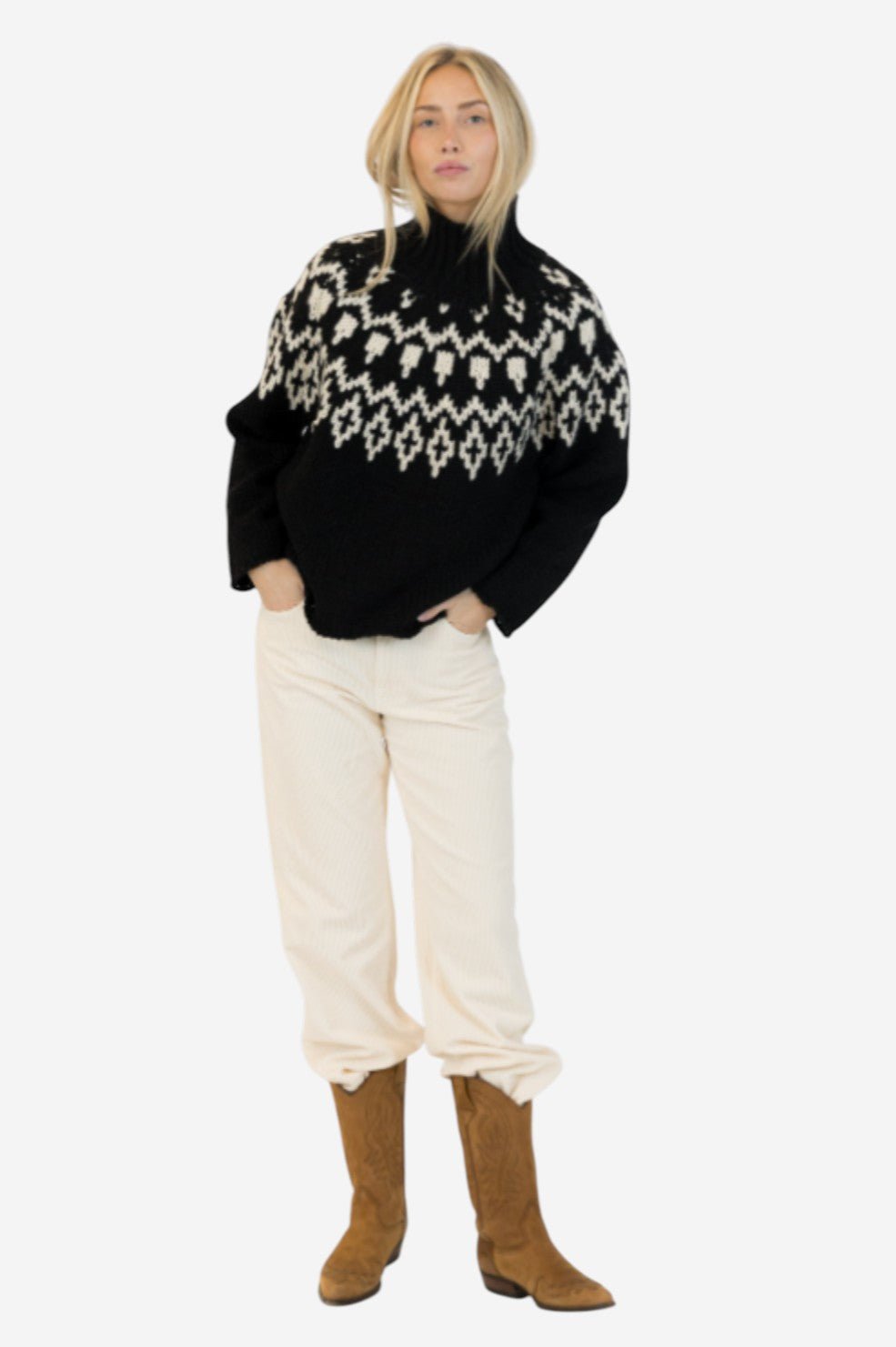 AggieFair Isle Crewneck Pullover - Black/White - Image 4