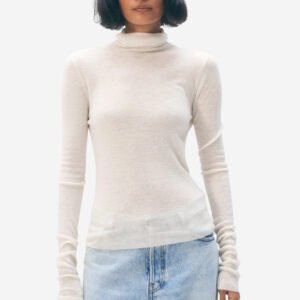 Superfine Cashmere Blend Turtleneck - White