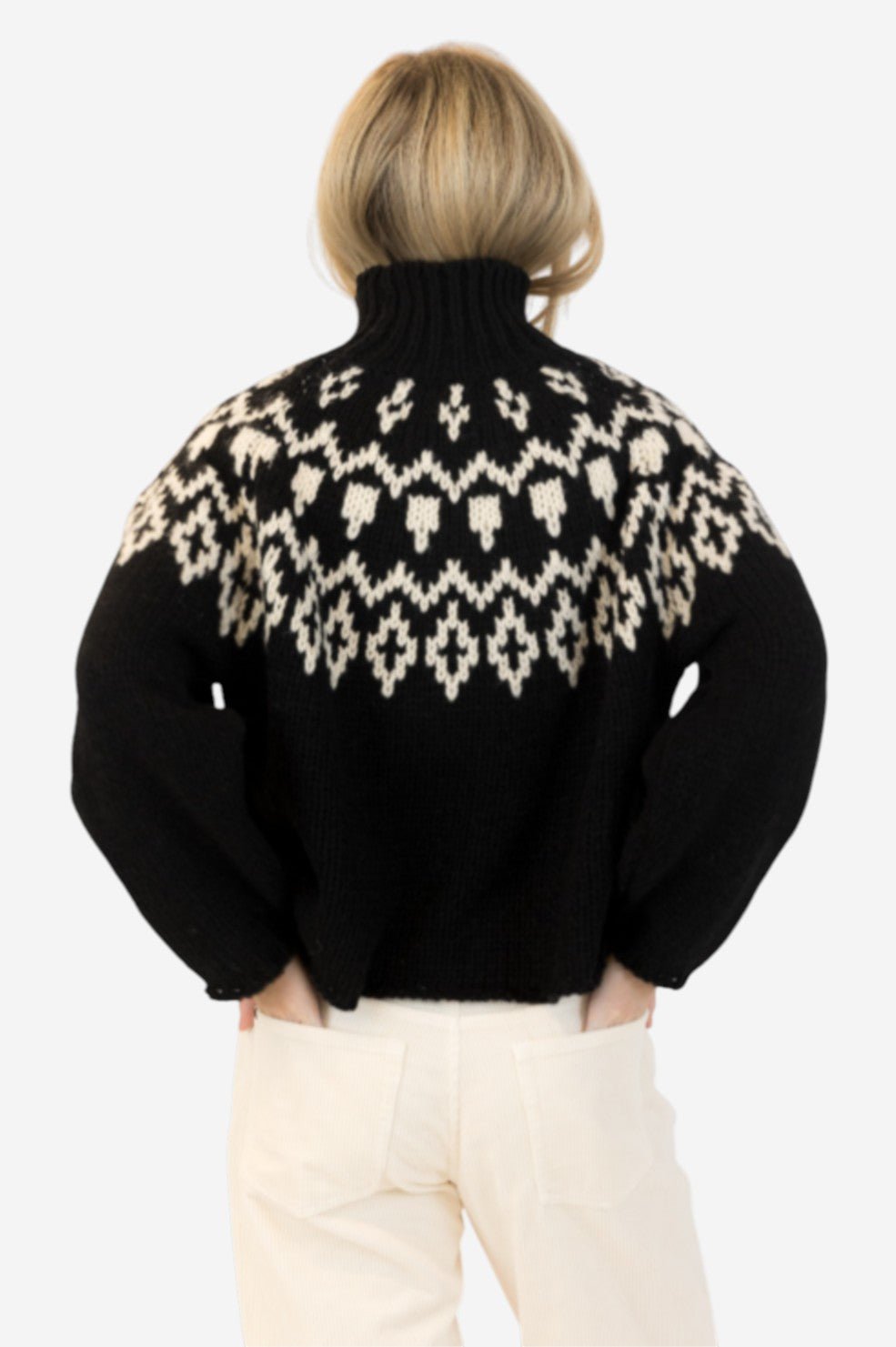 AggieFair Isle Crewneck Pullover - Black/White - Image 3