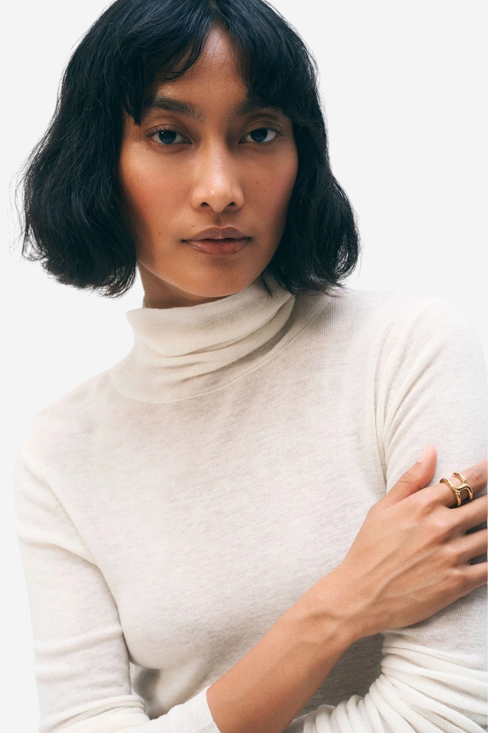 Superfine Cashmere Blend Turtleneck - White - Image 2