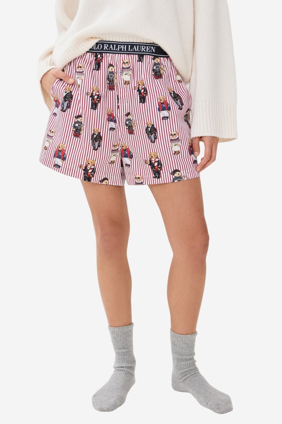 Polo Bear Sleep Boxer - Iconic Bear Snowfall Red - Image 2