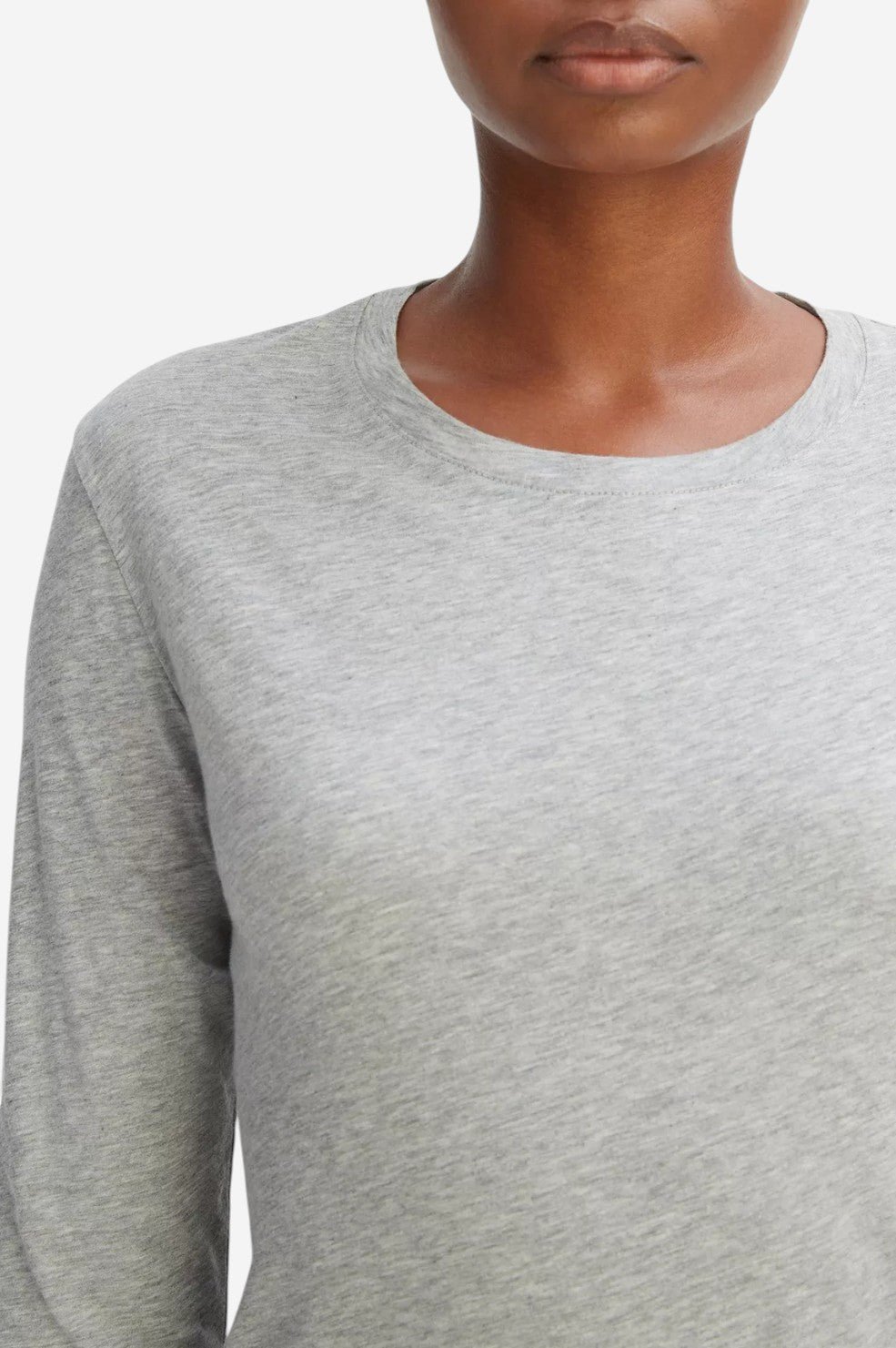 Essential Long Sleeve Crew Neck T-Shirt - Heather Grey - Image 2