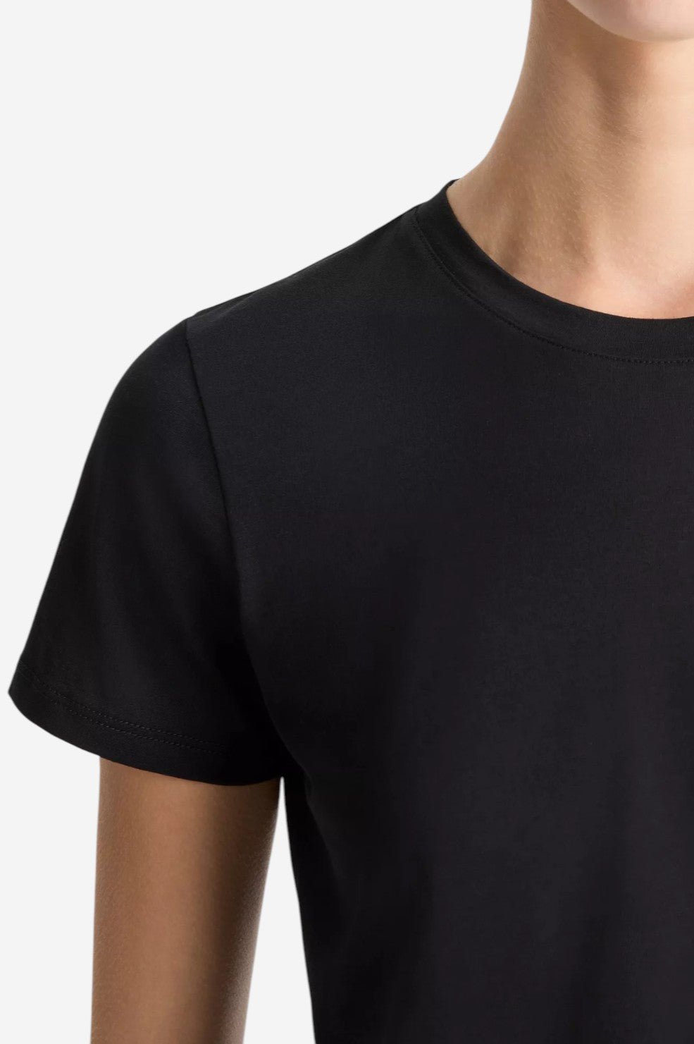Essential Pima Cotton Crew Neck T-Shirt - Black - Image 3
