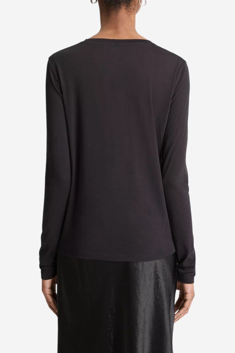 Essential Long Sleeve Crew Neck T-Shirt - Black - Image 3