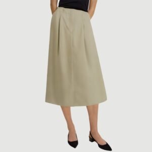 Pleated A-line maxi skirt with back zipper