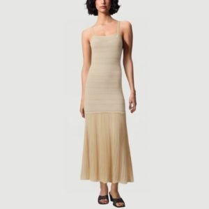 Elegant hollow flared knitted maxi skirt