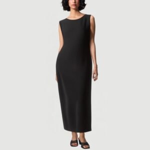 Slit Waist Fitted Sleeveless Dress