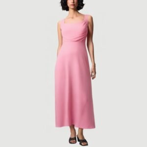 Pink Thin Strap Zipper Back Maxi Dress