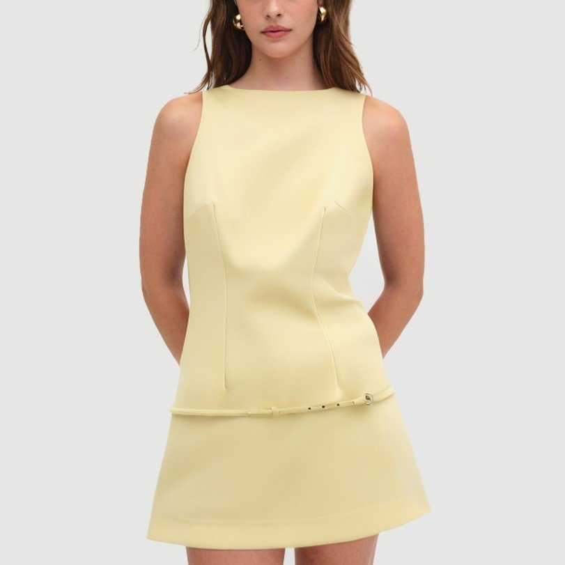 Yellow sailor round neck sleeveless dress - Image 5